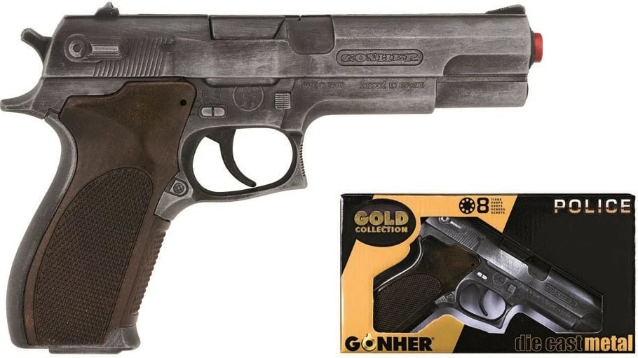 Pistoletë lodër metalike Pulio GONHER 45/1, 19.5x12.5 cm, Kafe/Çelik