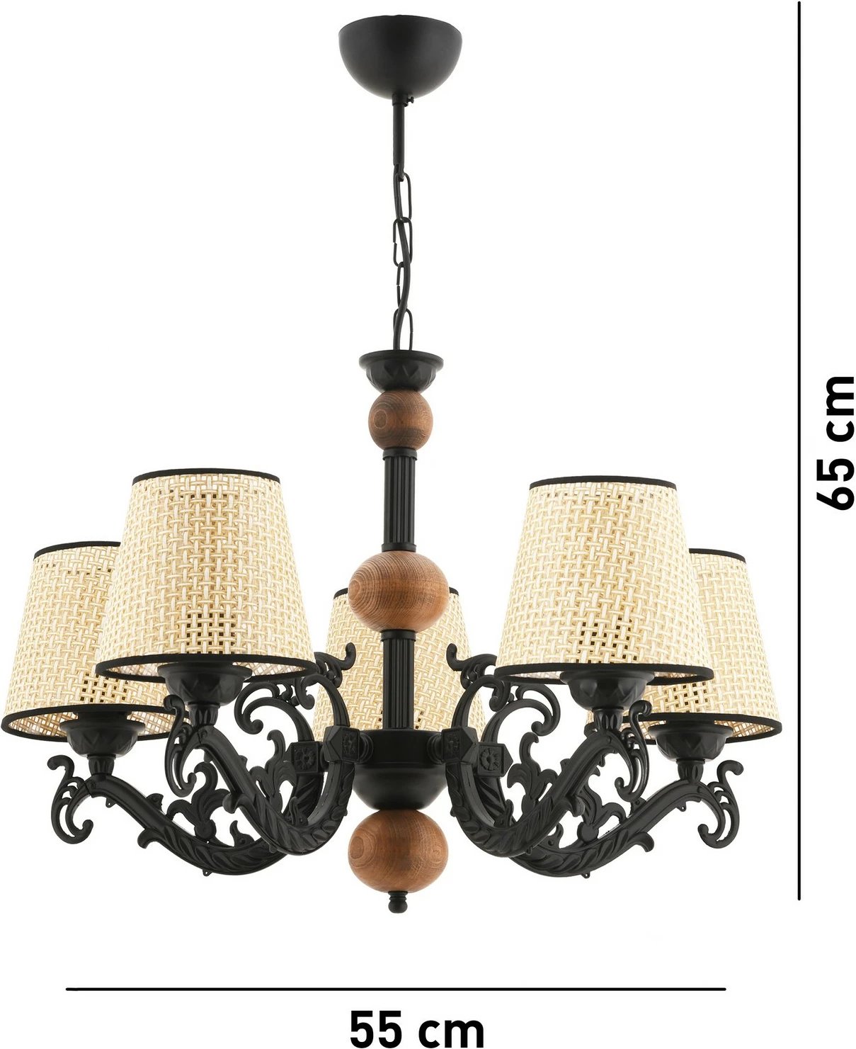 Llambë tavani Opviq Fiona, dru koral, e zezë, e bardhë, krem