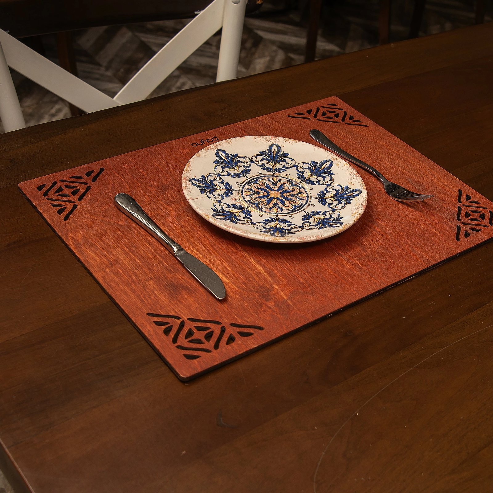 Set nënshtruesish tavoline prej druri, Hermia, Corpat, ngjyrë rozë (6 copë)