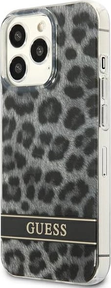 Mbështjellës Guess GUHCP13LHSLEOK për iPhone 13/13 Pro 6.1", hardcase, Leopard, Gri