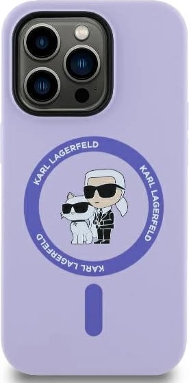Mbështjellës Karl Lagerfeld Silicone KC Heads Ring MagSafe për iPhone 14 Pro Max, Vjollcë