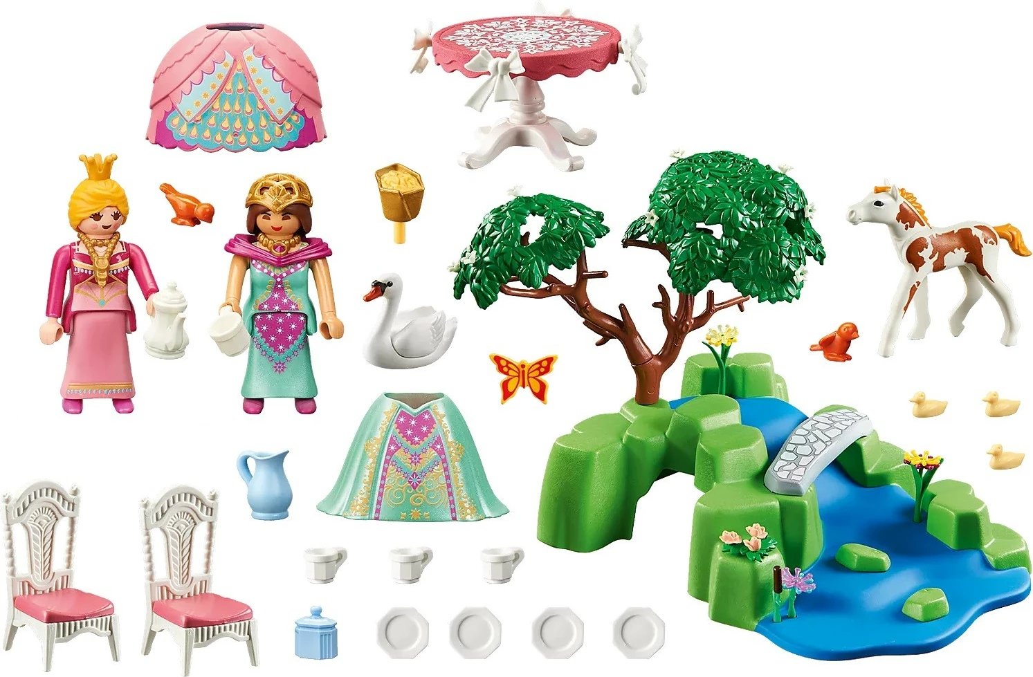 Set lodrash Playmobil Princess Magic 70961, picnic me këlysh kali dhe aksesorë, 74 pjesë