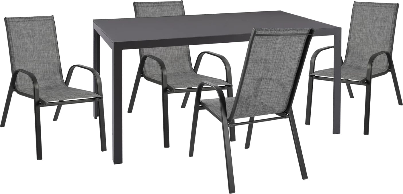 Set kopshti tavolinë & karrige LEOFER FH21004, 5 pjesë, hiri