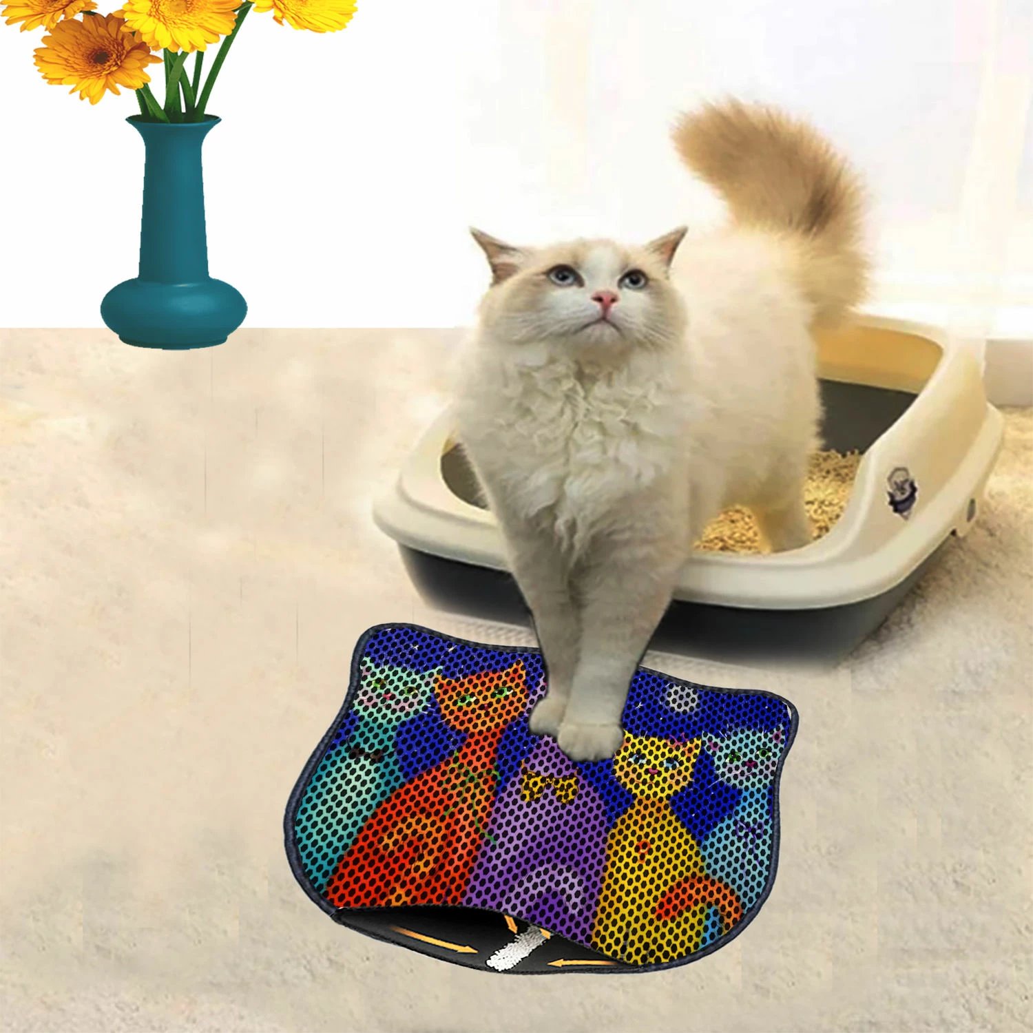 Tapet për rërë mace, shumëngjyrësh, Paws & Whiskers, Kdkafa0121, 40x50cm