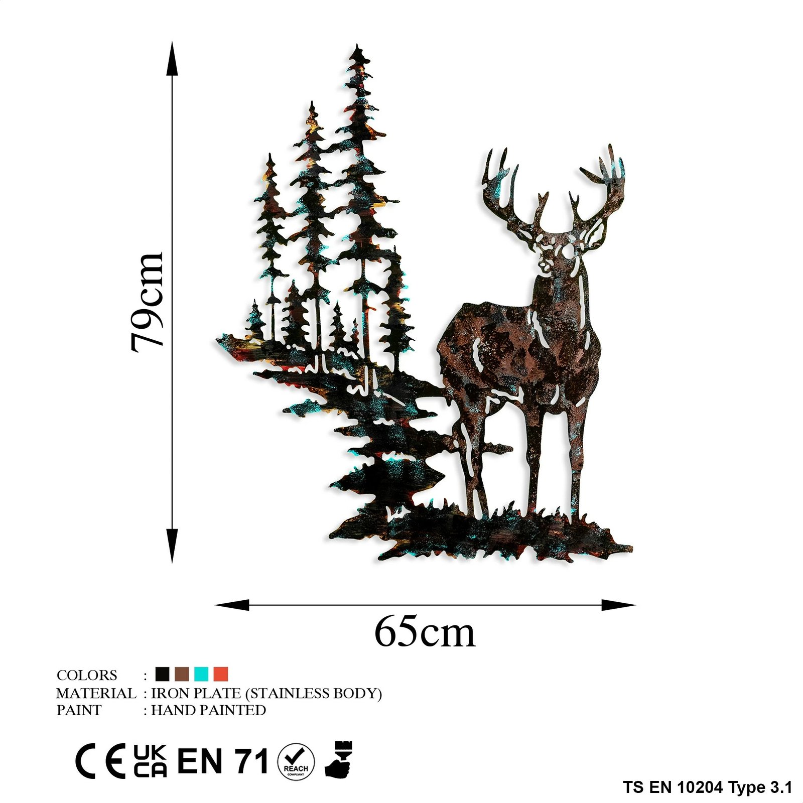 Aksesor dekorativ metalik për mur, dreri, Wallity