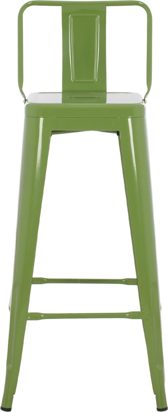 Karrige për bar metalike Melita me shpinë, ngjyrë ulliri e çelët, FH8643.13, 43x43x100 cm