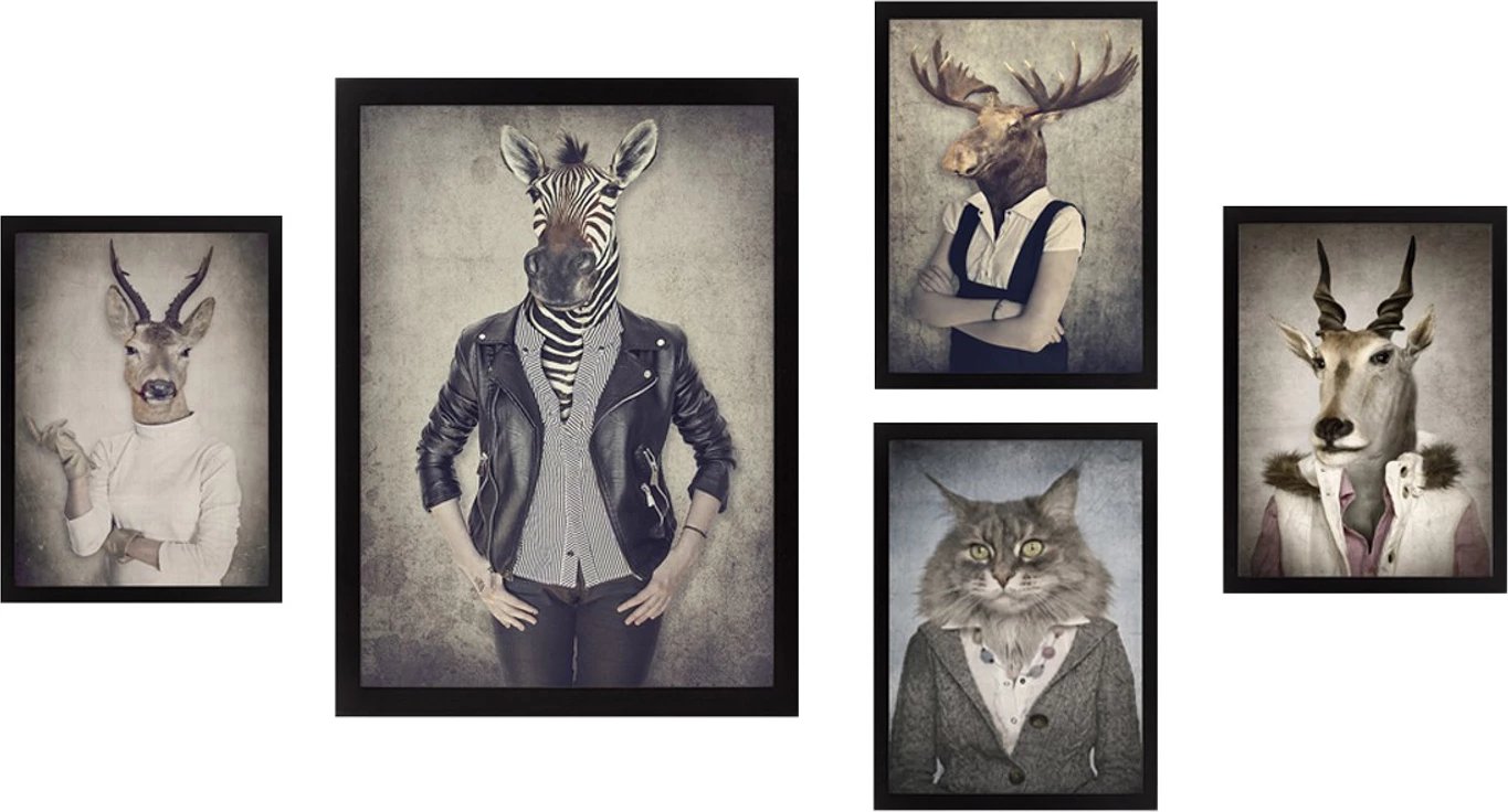 Pikturë dekorative me kornizë MDF (5 copë), Wallity, SET_055