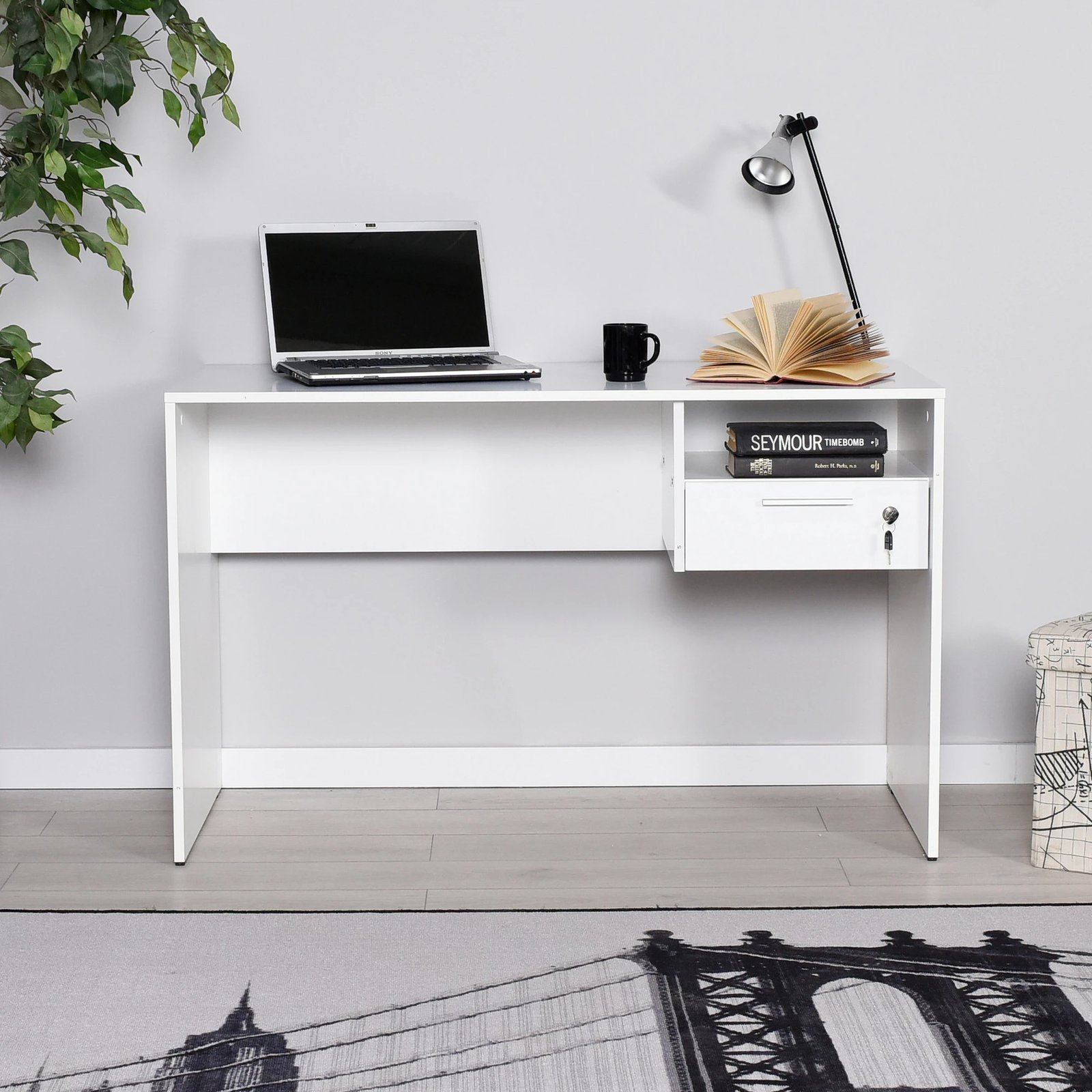 Tavolinë studimi Hanah Home, e bardhë, Cms-510-Dd-1