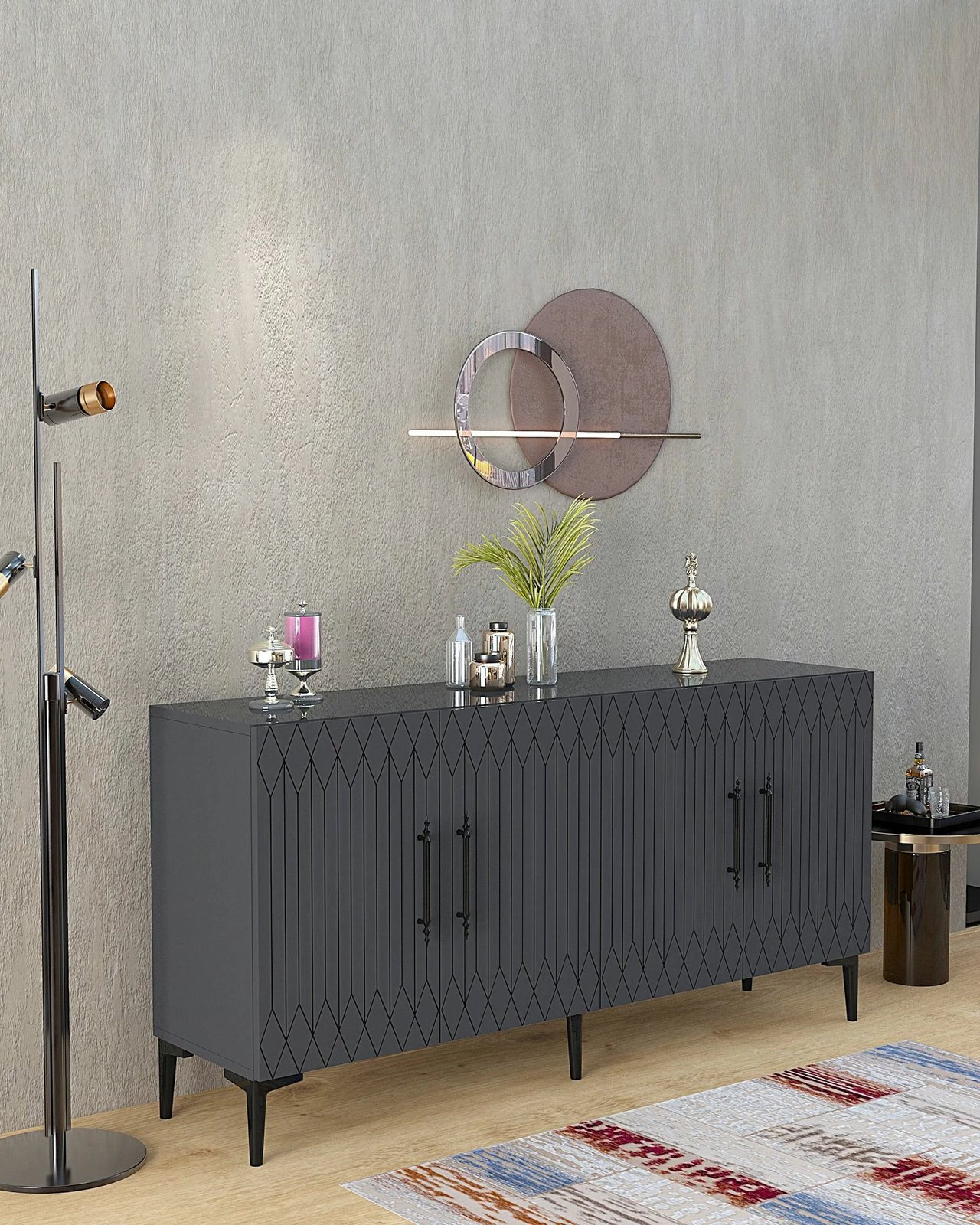 Konsol Skye Decor, ngjyrë antracit, Ressi