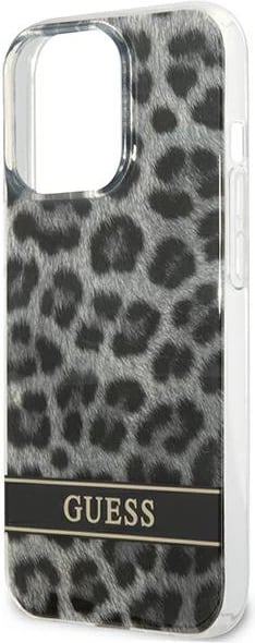 Mbështjellës Guess GUHCP13LHSLEOK për iPhone 13/13 Pro 6.1", hardcase, Leopard, Gri