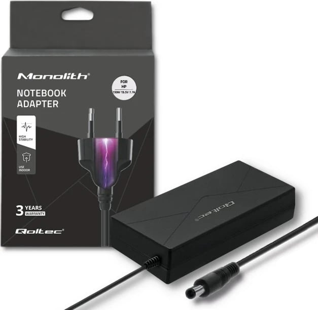 Karikues Qoltec për laptop HP, 150W, 19.5V, 7.7A + adapter 