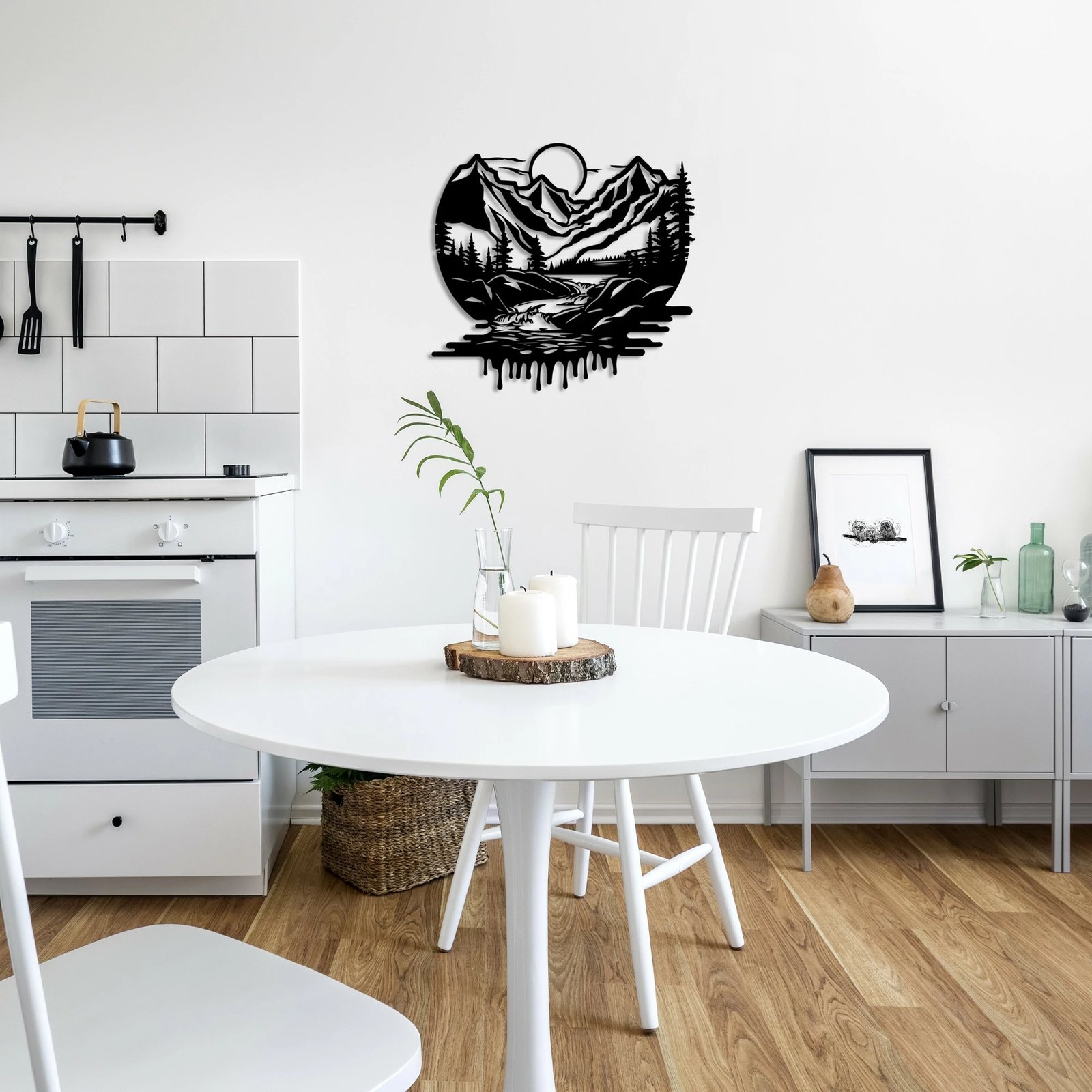 Aksesor dekorativ metalik për mur, Wallity, Montain River