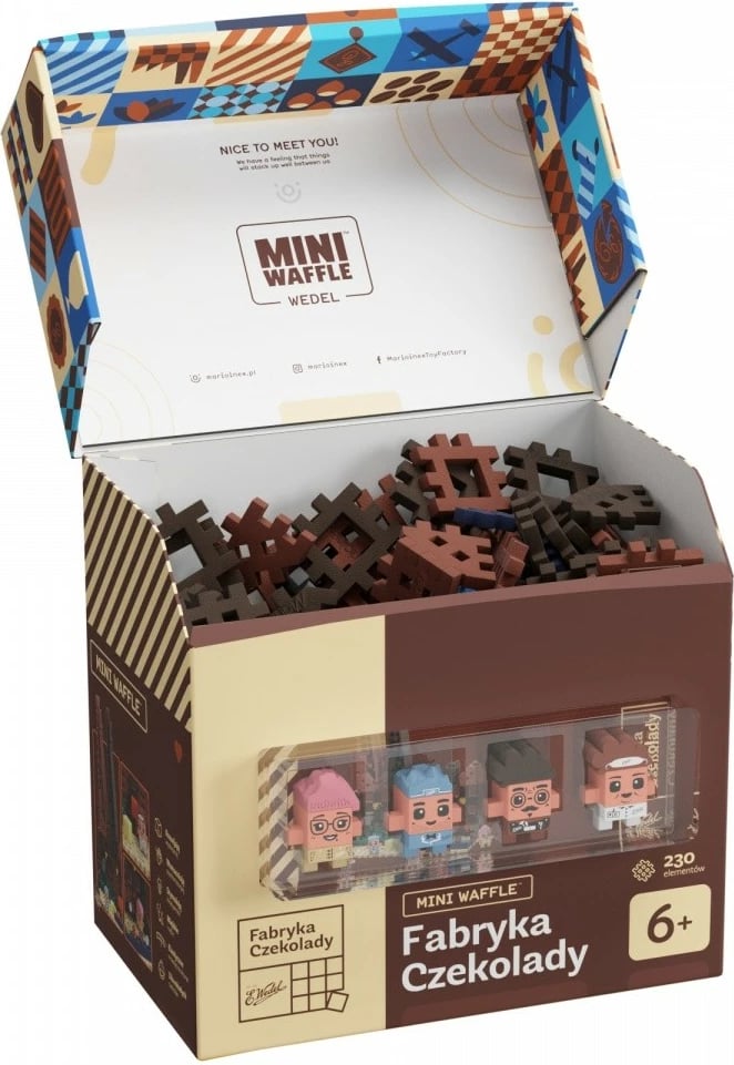 Set lodrash ndërtimi Marioinex Mini Waffle Fabryka Czekolady, 230 elemente, shumëngjyrëshe