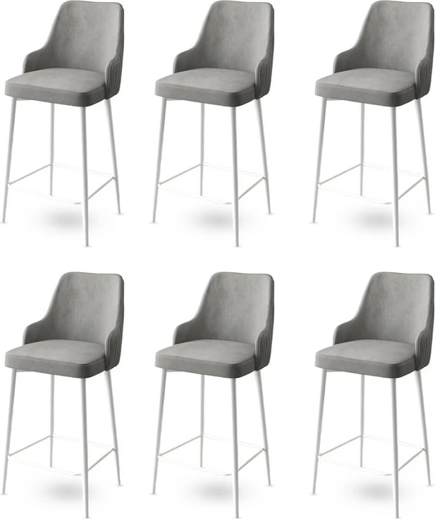 Set karrigesh për bar (6 copë), Hanah Home, Enox, gri dhe e bardhë