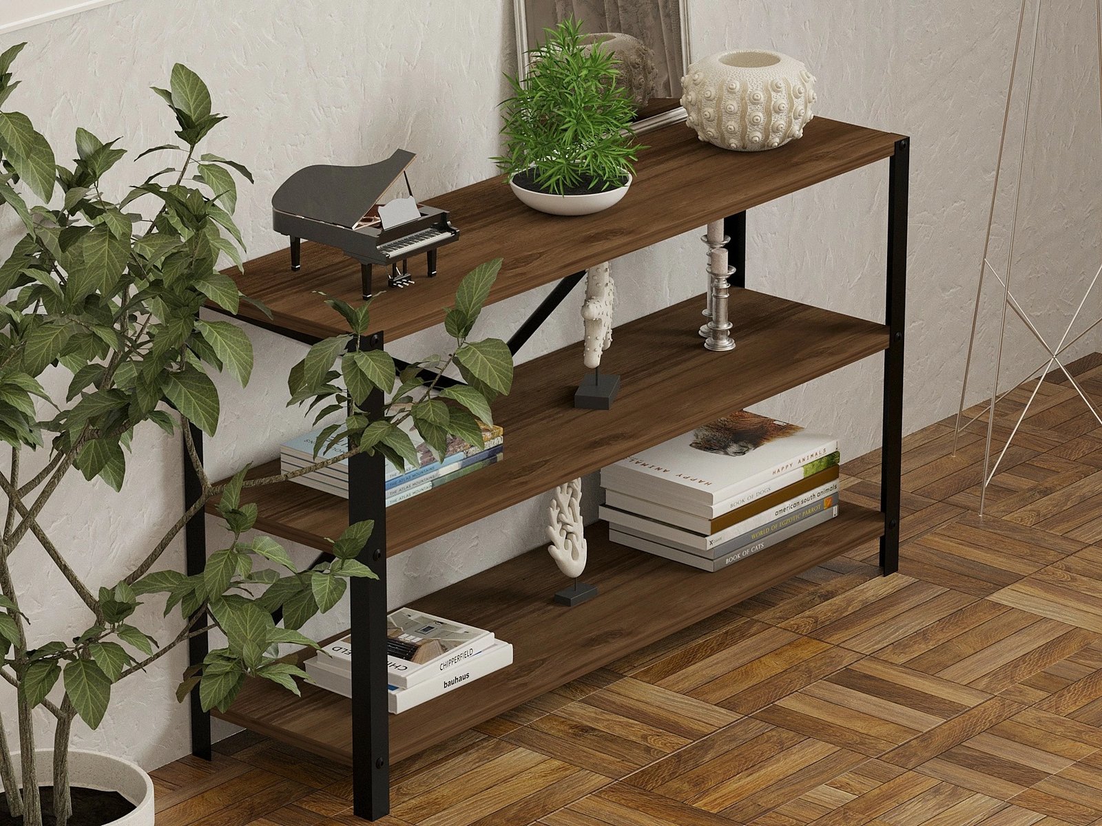 Raft librash industrial, ngjyrë arre, Hanah Home Derby