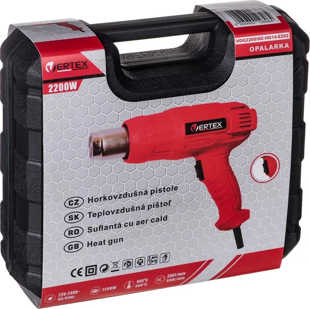Pistoletë nxehtësie VERTEX VOG2200, 2200W, e kuqe