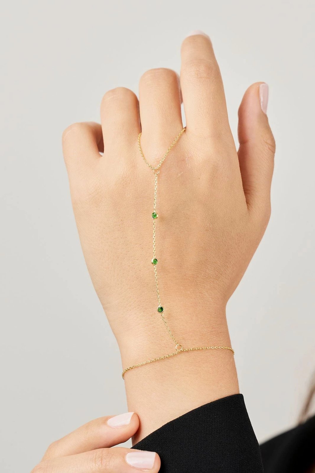 Zinxhir dore argjendi me gurë jeshil, Elika Silver, TFNY65207Yesil