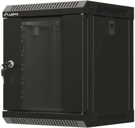 Kabinet RACK montim muri, Lanberg WF11-3306-10B, 10", 6U, 300x300 mm, derë xhami, IP20, ngjyrë e zezë