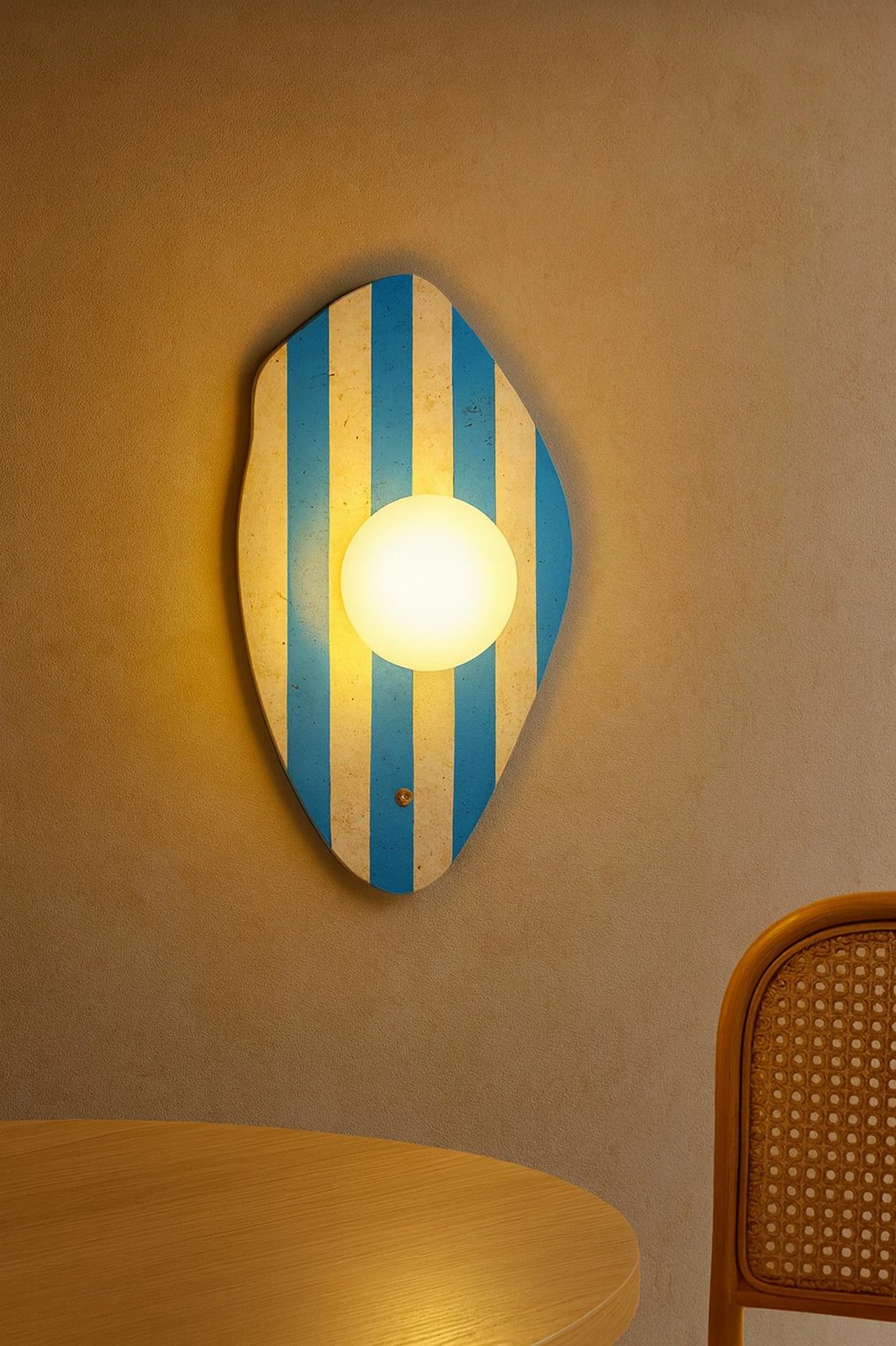 Llambë muri Opviq, Season, travertinë, ngjyrë bezhë, bardhë, kaltër