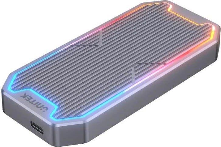 Kasë UNITEK S1210B për SSD M.2 NVMe/SATA, 10Gbps, me RGB