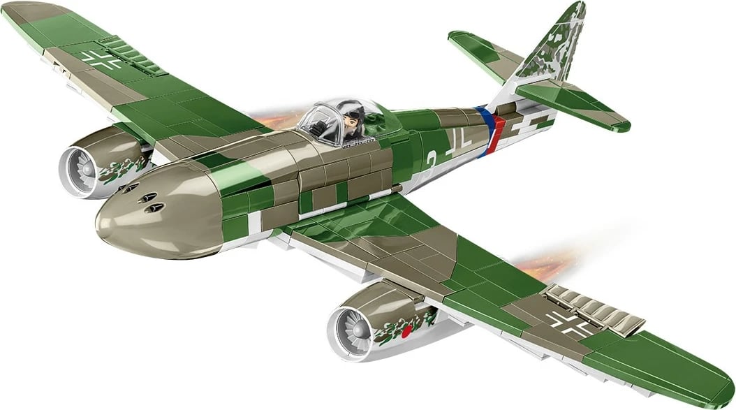 Set ndërtimi Cobi Klocki Messerschmitt Me262 A-1a, 390 pjesë, me figurë piloti, Jeshile/Gri Set ndërtimi Cobi Klocki Messerschmitt Me262 A-1a, 390 pjesë, me figurë piloti, Jeshile/Gri