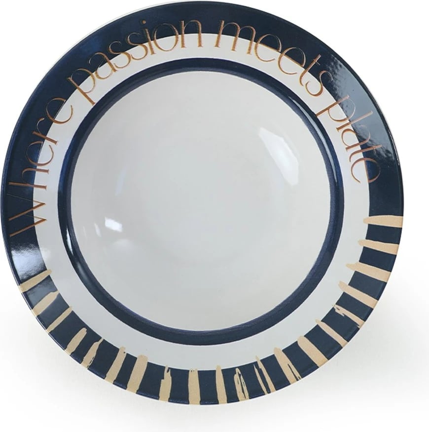Pjatë Hermia Concept, e bardhë dhe e kaltër e errët, 26cm