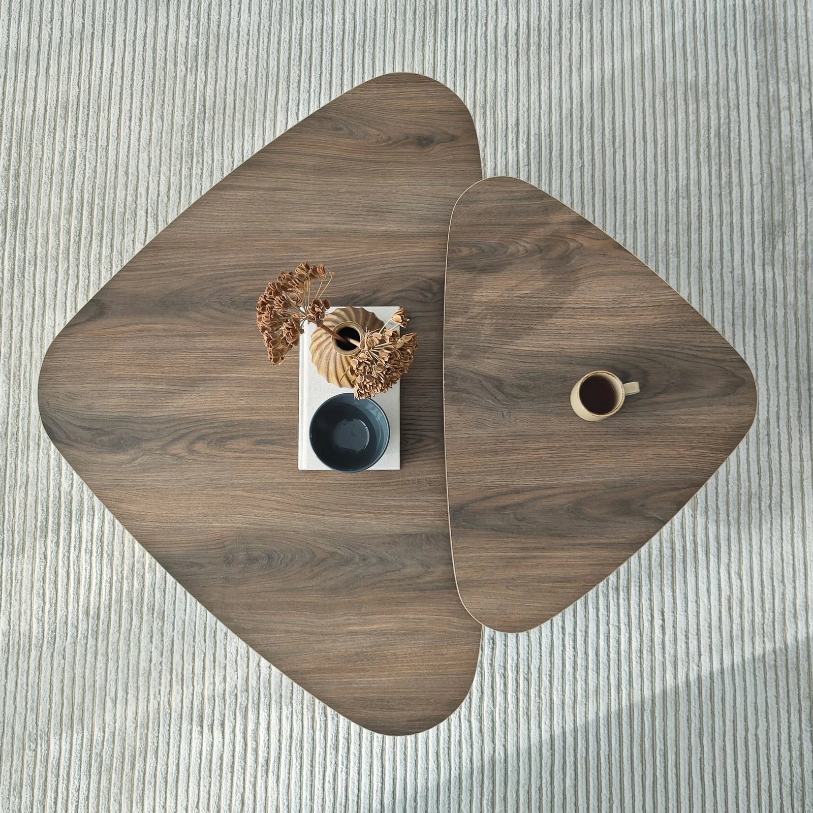 Set tavolinash kafeje Hanah Home, Ballare, ngjyrë arre