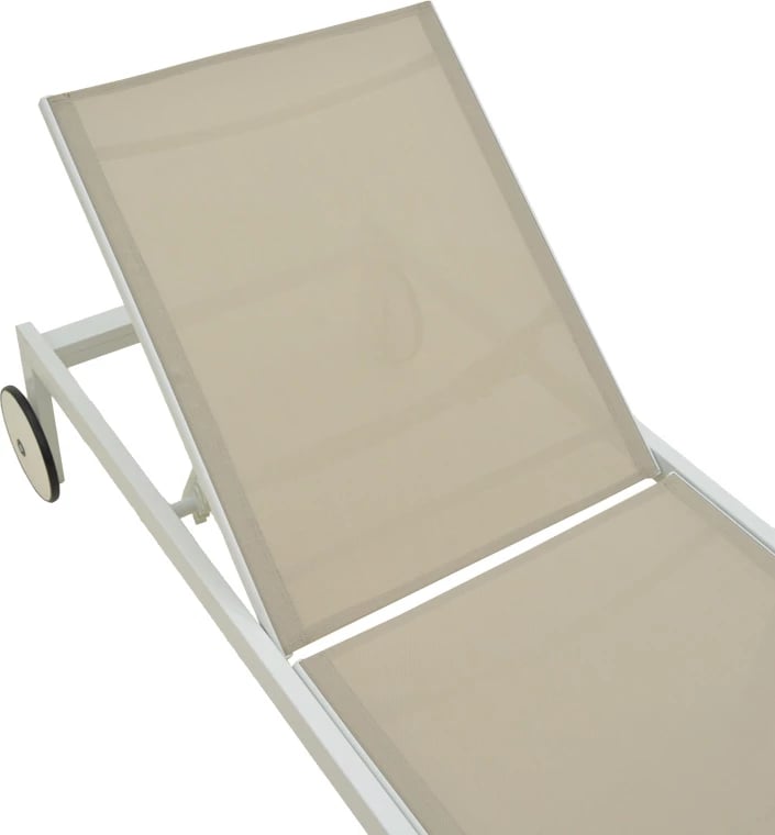 Shezlong Mailo, alumin i bardhë, tekstilene bezhë, 71x206x30cm