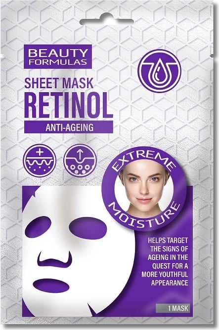 Maskë për fytyrë për femra Beauty Formulas Retinol Anti-Ageing, 1 copë