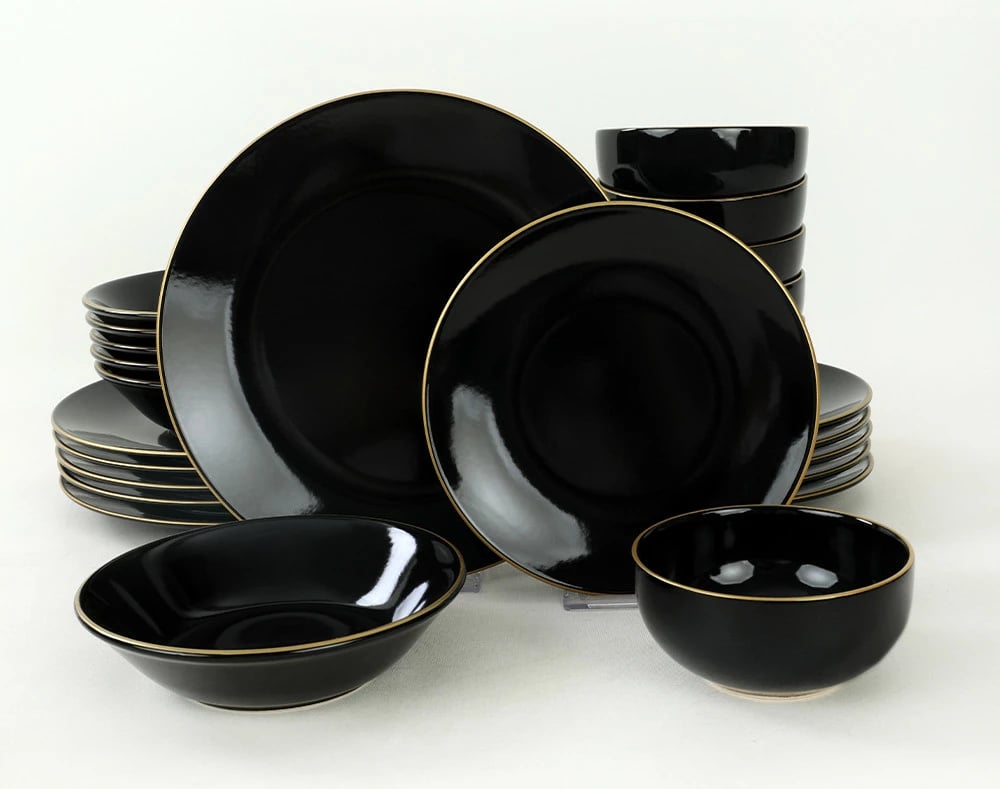 Set enësh darke qeramike, 24 copë, Hermia, TY040424F650A841600MAET600, ngjyrë e zezë dhe ari