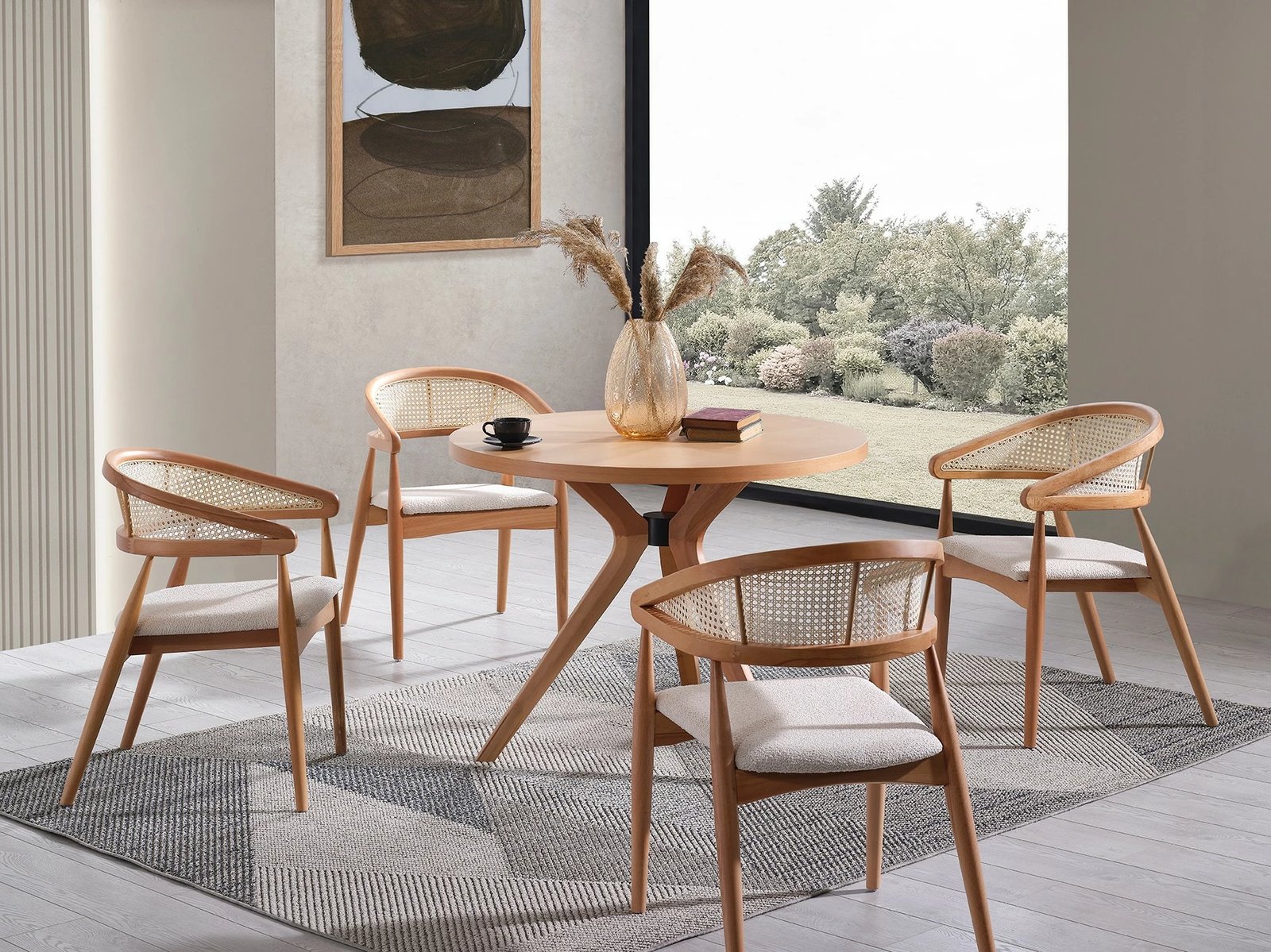 Tavolinë me karrige (4 copë), Skye Decor, Vegas, ngjyrë natyrale