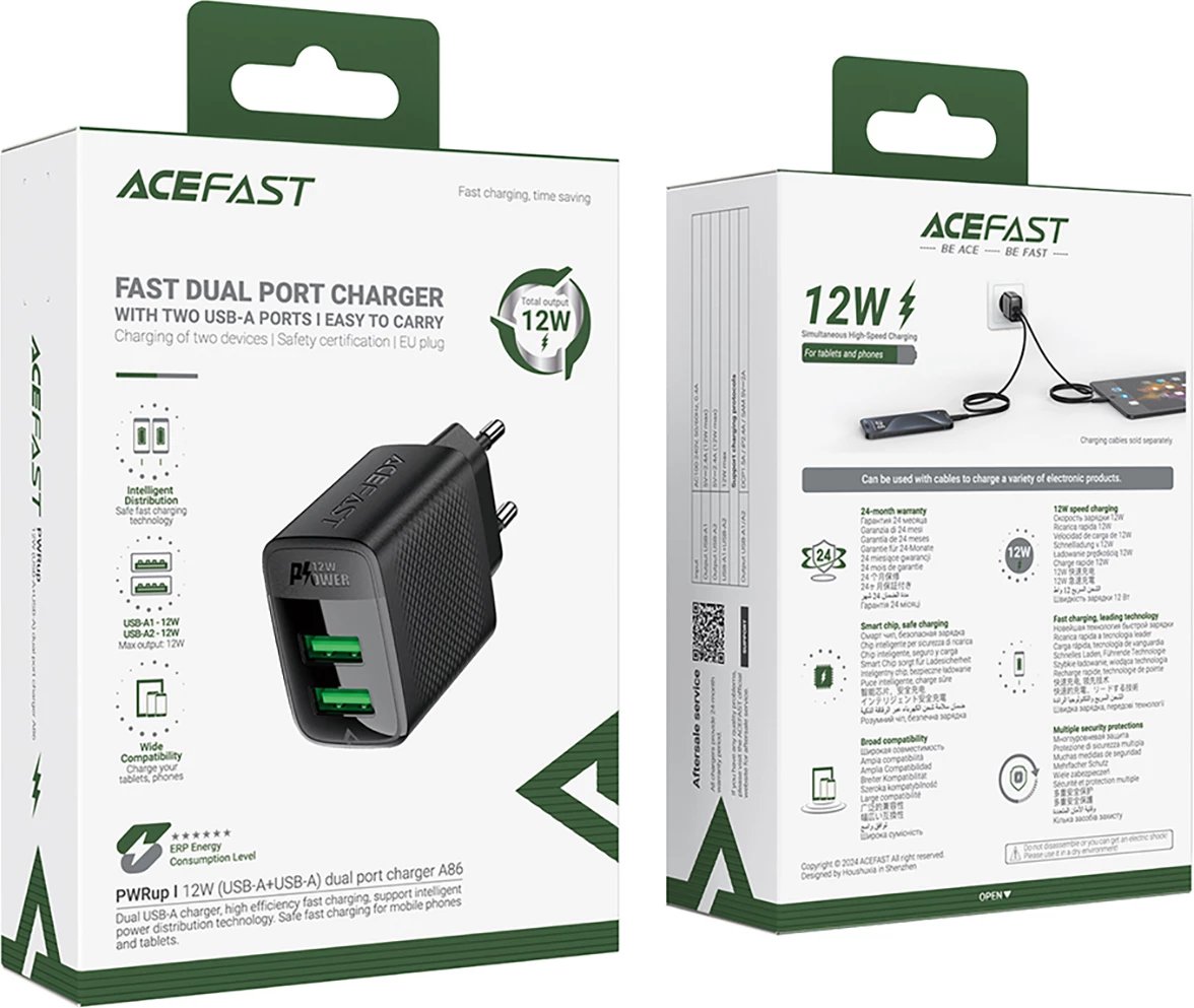 Karikues muri Acefast A86, 2x USB-A, 12W, i zi