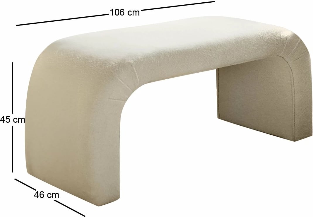 Pouf Atelier del Sofa, Nu Bench, ngjyrë e bardhë