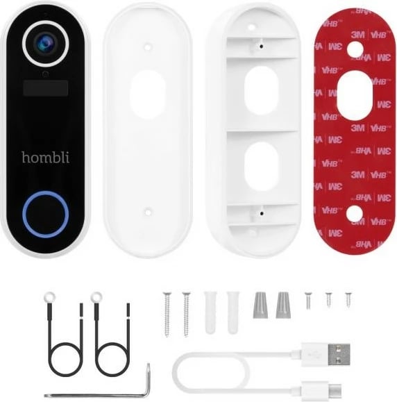 Zile e mençur Hombli, Smart Doorbell Pack, e zezë, e bardhë Zile e mençur Hombli, Smart Doorbell Pack, e zezë, e bardhë
