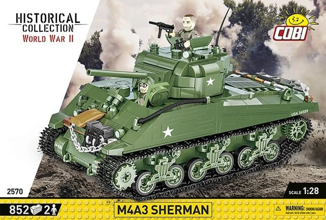 Set lodrash ndërtimi Cobi Klocki 2570 M4A3 Sherman, 852 pjesë, jeshile