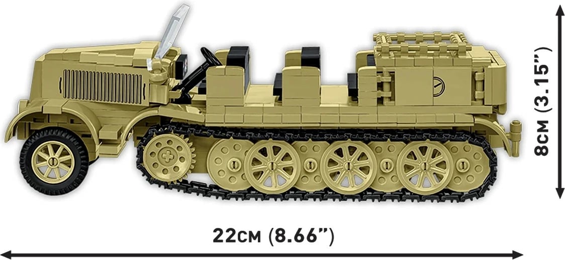 set kockash ndërtimi COBI Sd.Kfz.8 Towing 8.8 cm Flak 36 3143, 975 elemente, shkallë 1:35, 2 figura, ngjyrë rërë