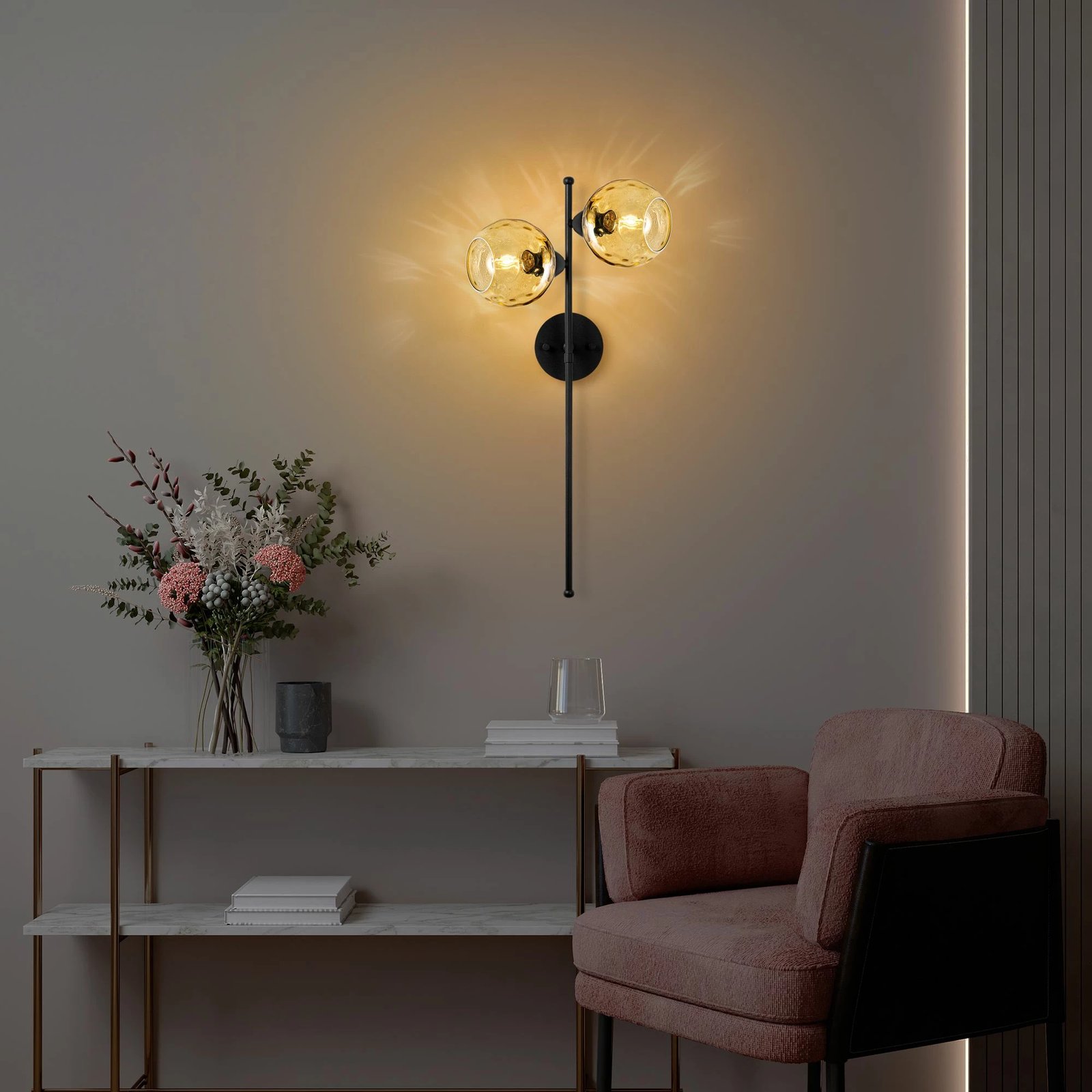 Llambë muri Opviq, Benek - 15 - 14414, metal dhe xham, e verdhë dhe e zezë