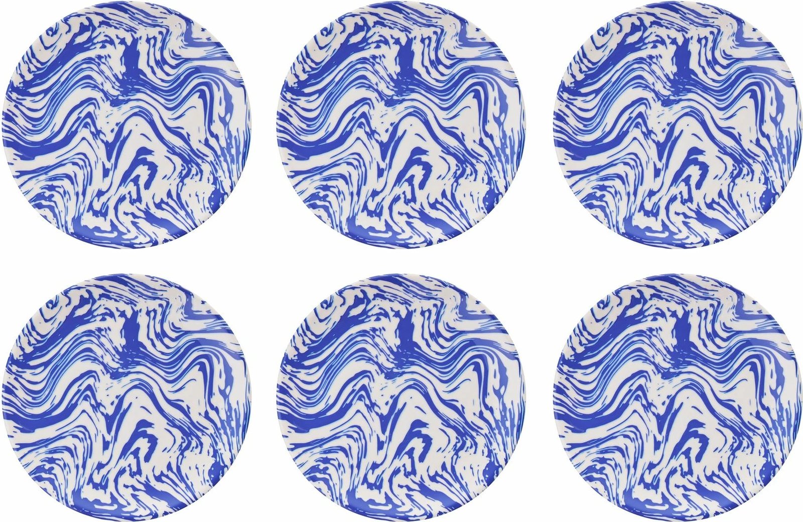 Set pjatash ëmbëlsirash (6 copë), Hermia Concept, valë blu