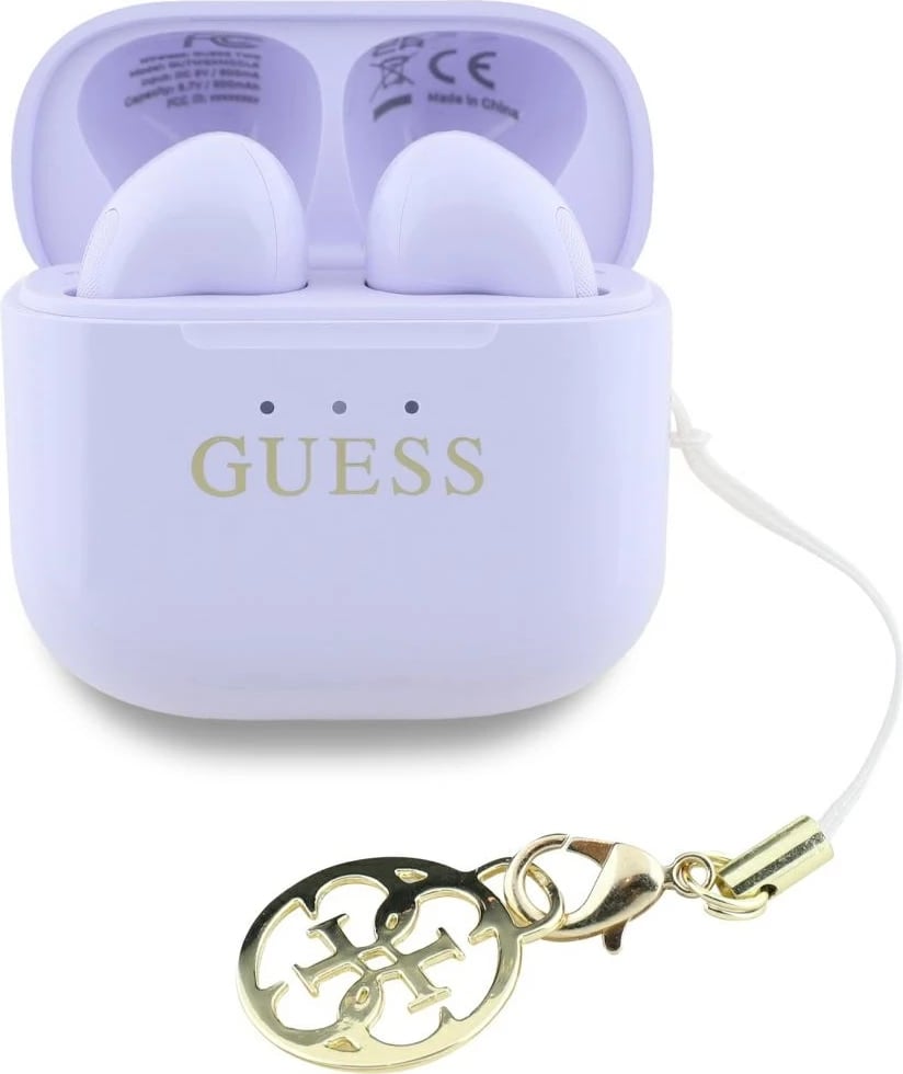Kufje TWS Guess Glossy Effect me logo, Bluetooth 5.4, IPX5, Lavender