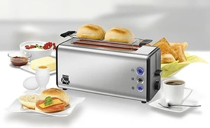 Toaster UNOLD Onyx Duplex 4 feta, 1400W, inox/zi