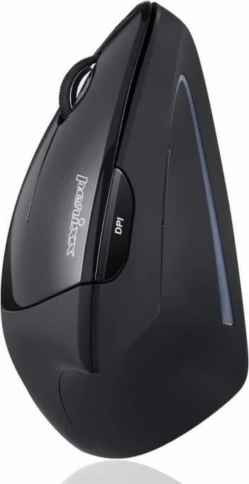 Maus pa kabllo Perixx PERIMICE-713L, optik, vertikal, për të majtë, i zi
