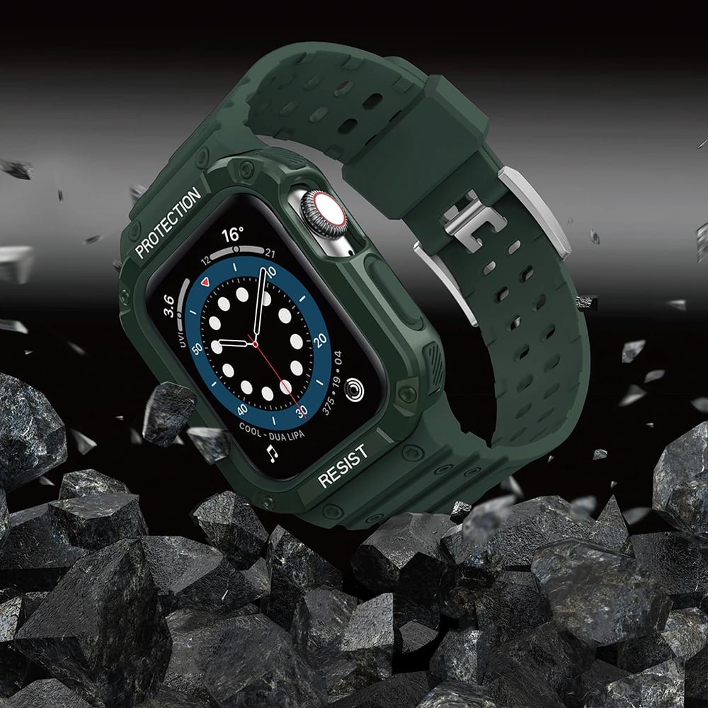 Rrip me kasë të blinduar për Apple Watch Hurtel Protect Strap Band, 41/40/38mm, e gjelbër