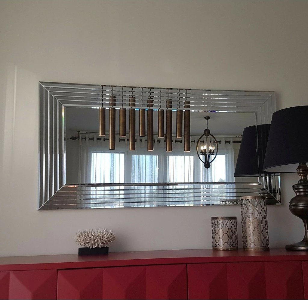 Pasqyrë moderne Hanah Home, A305Y, ngjyrë argjendi, 130x65cm