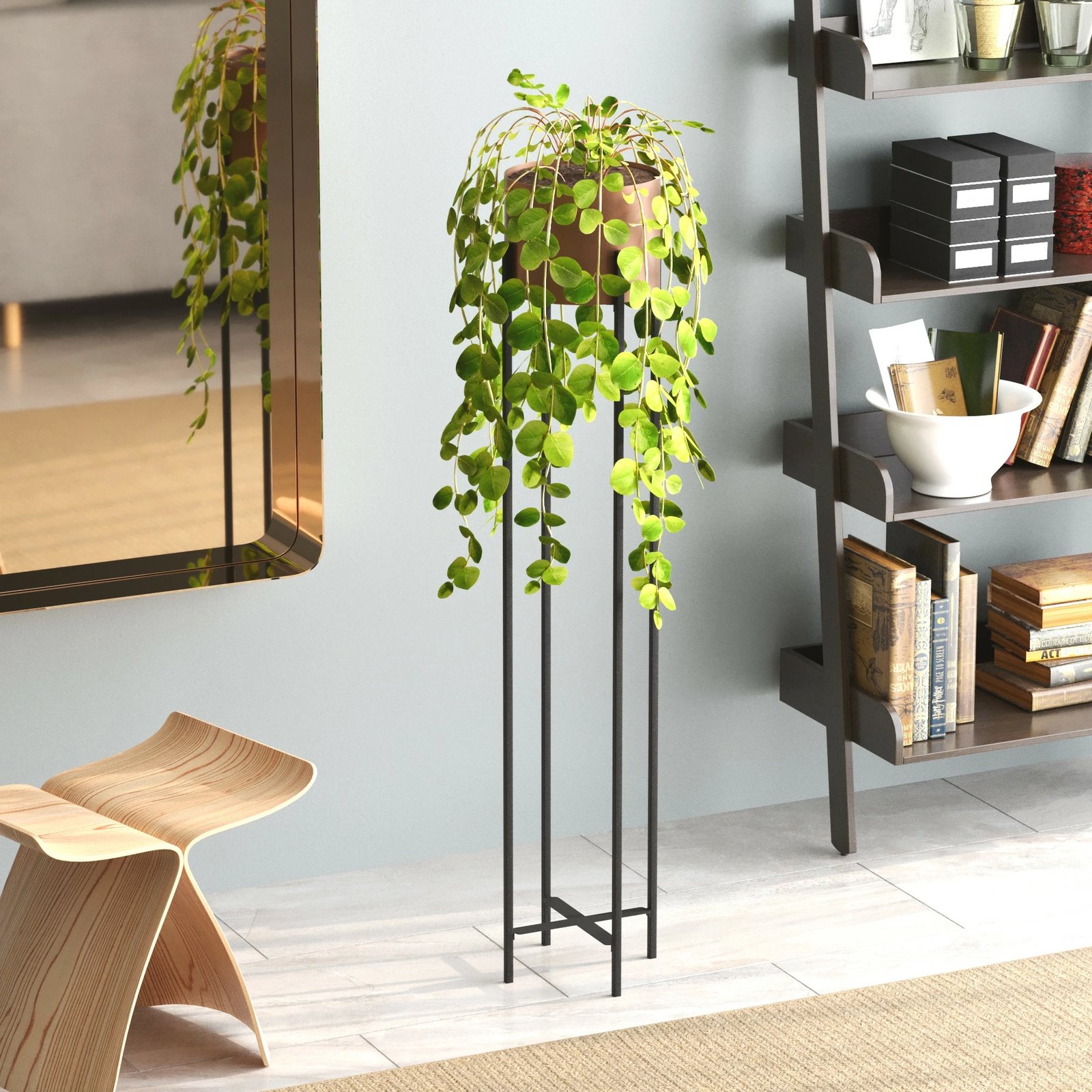 Vazo dekorative, ngjyrë e zezë dhe bakri, GED-024-B, 108x23cm