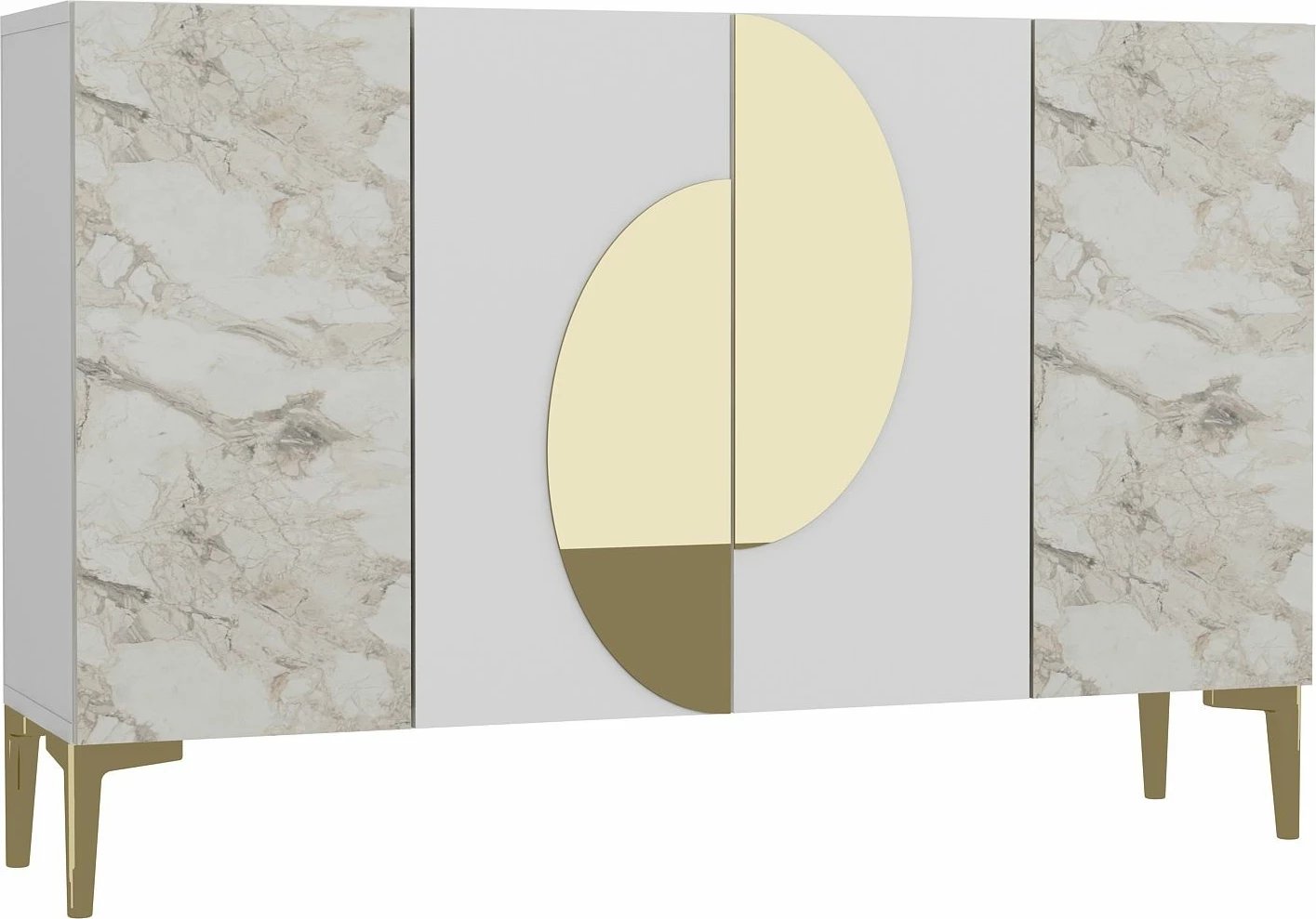 Konsolë Skye Decor, Afra KM120, e bardhë, mermer Ephesus, ari