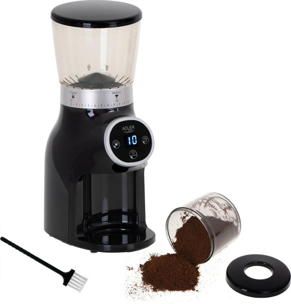 Mulli elektrik për kafe Adler AD 4450, 300 W, 300 g, i zi/argjendtë