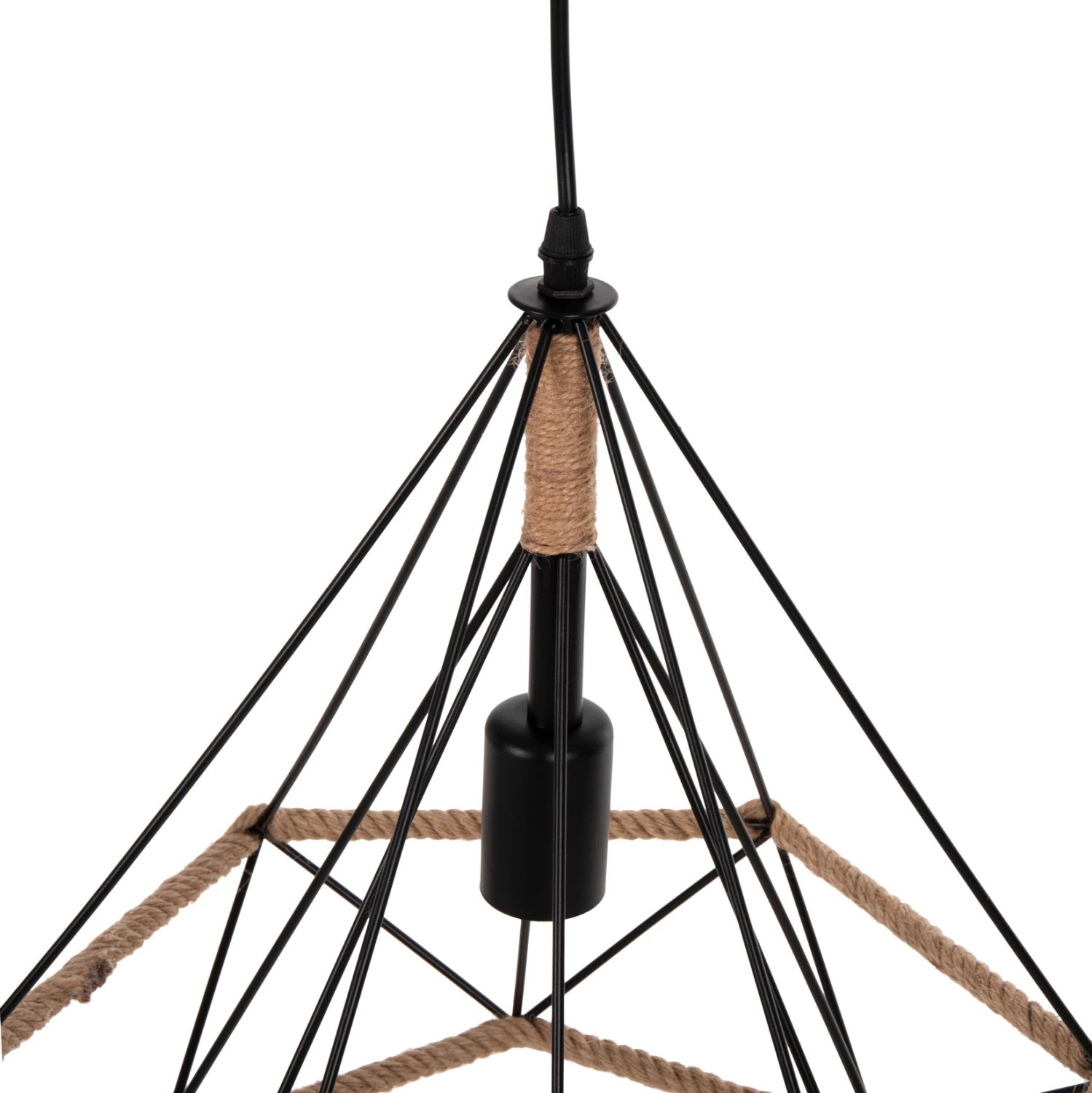 Llambë varëse tavani FH4062 metalike e zezë me litar 33x37x128Hcm Llambë varëse tavani FH4062 metalike e zezë me litar 33x37x128Hcm