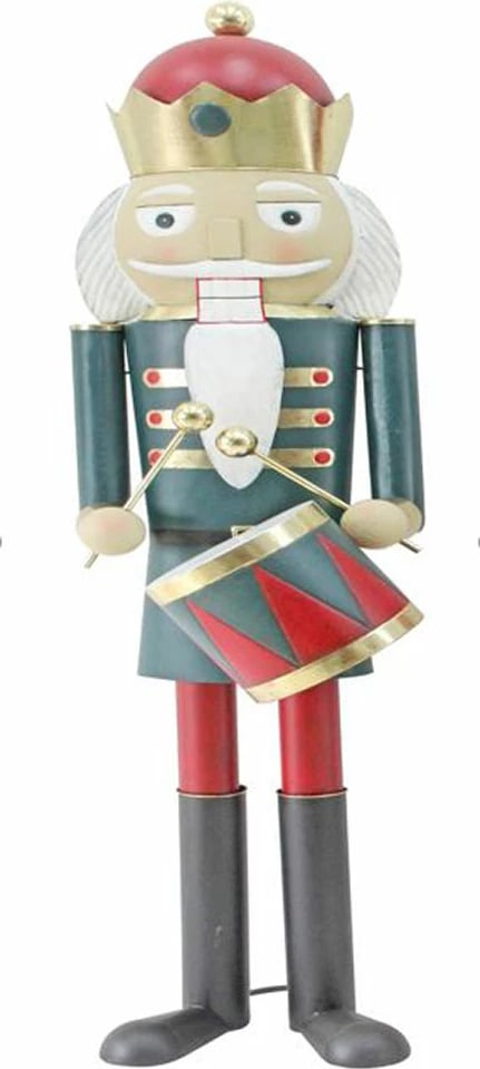 Dekor për Krishtlindje, arrashkelës, metalik, ngjyrë e gjelbër dhe e kuqe, 44x50x175cm