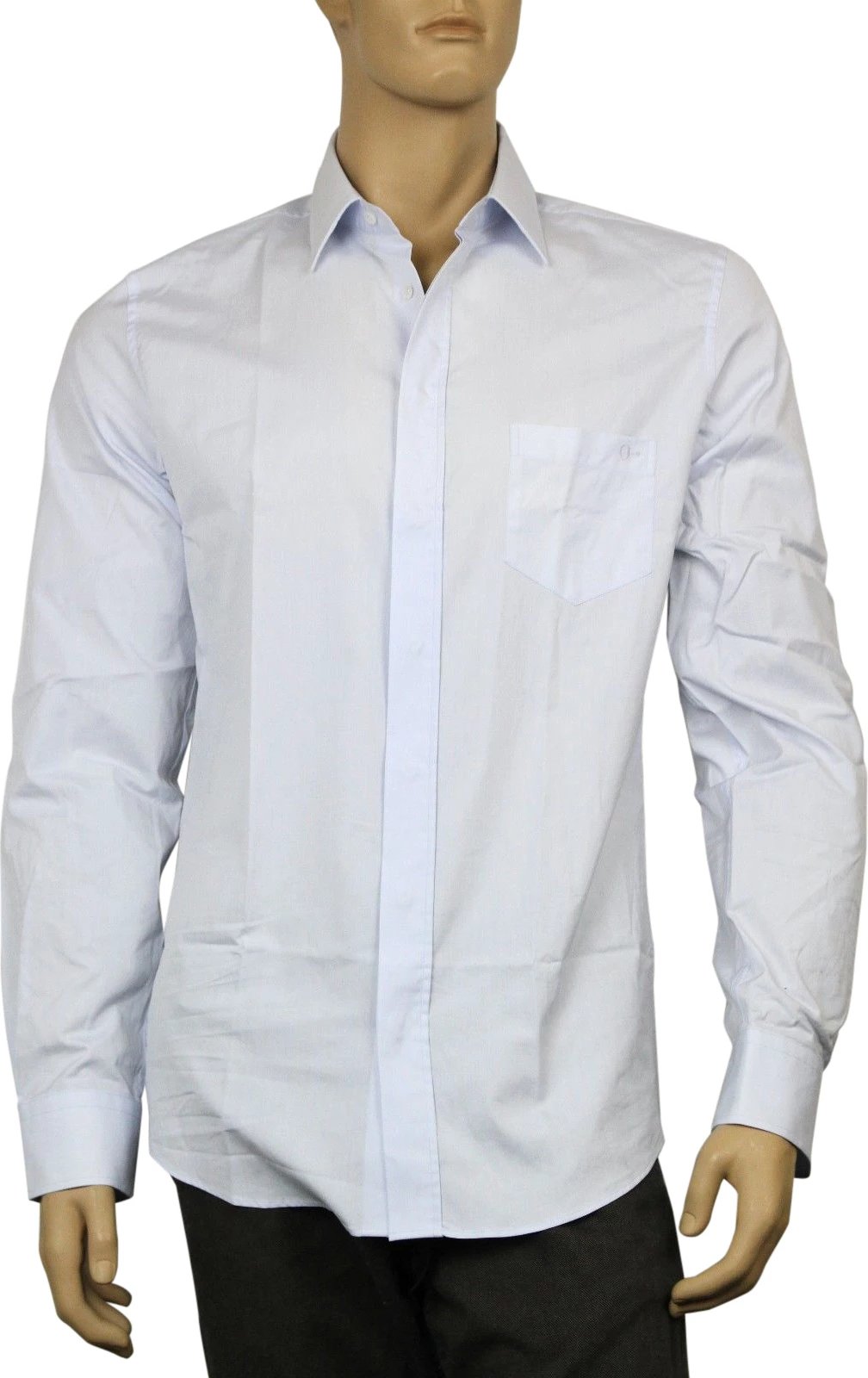Gucci Men's Horsebit Classic Light Blue Cotton Button-Down Dress Shirt