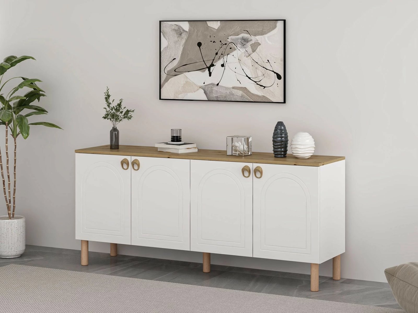 Konsol Skye Decor, ngjyrë e bardhë, Lotus